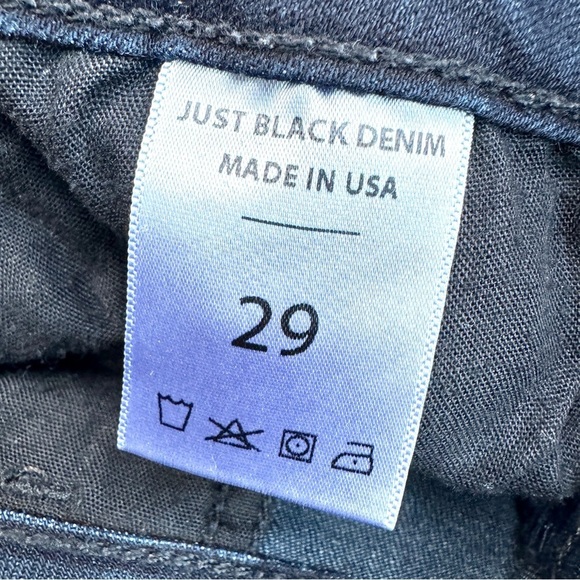 EUC Just Black Denim Fringe Hem Ankle Jeans Shark Bite Stretch Indigo US Made 29 - Picture 11 of 12